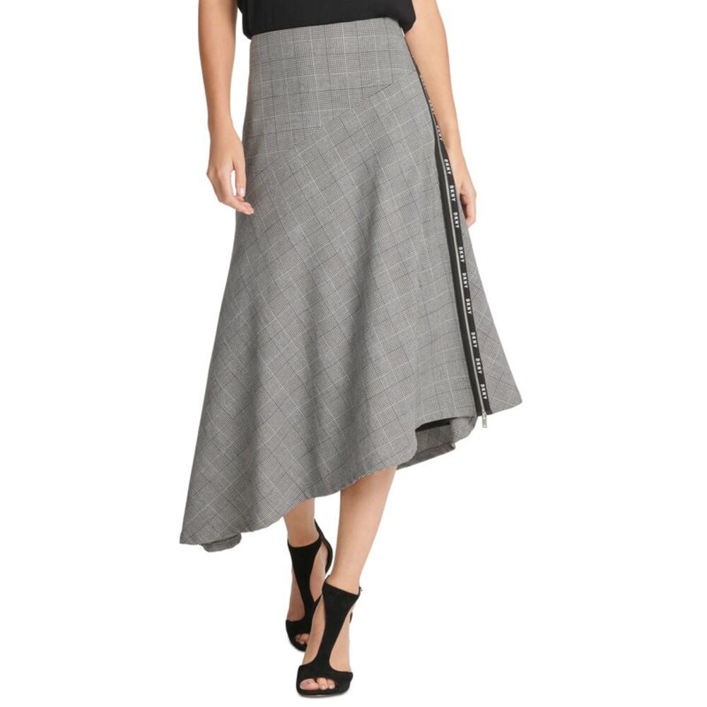 DKNY Logo Trim Asymmetrical Skirt